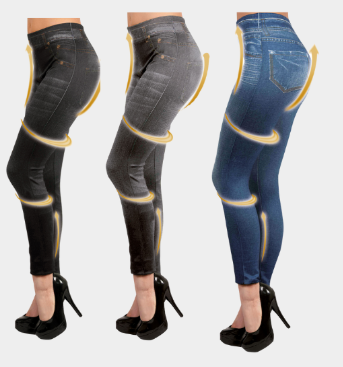 Set de 3 jeggins moldeadores con efecto jeans